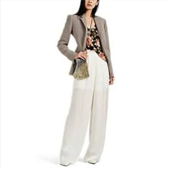 PACO Rabanne - Brown / Pink Multi Silk & Velvet Mixed Media Floral Rose V-Neck - Picture 3 of 14